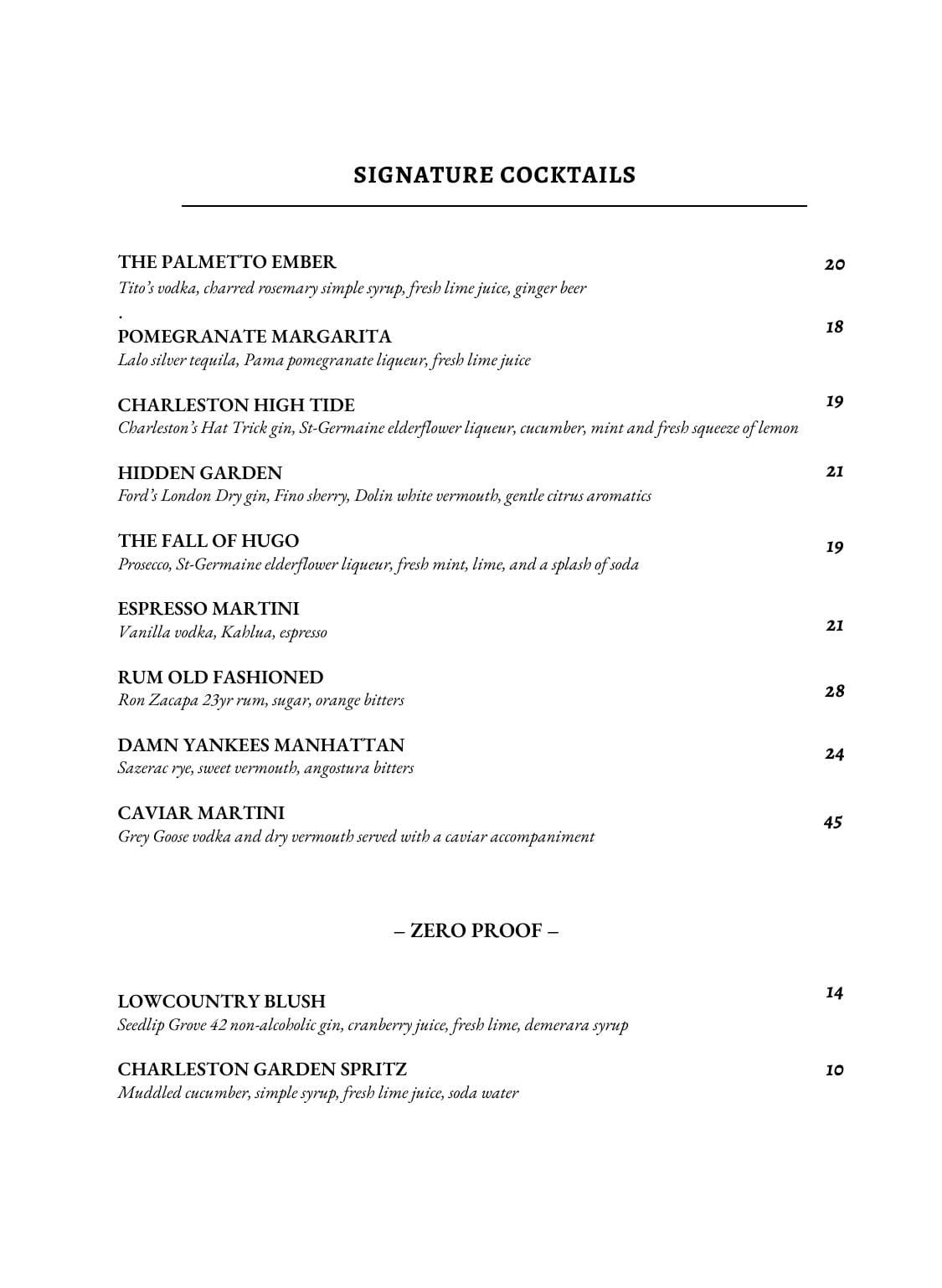 Peninsula Grill menu and collateral design
