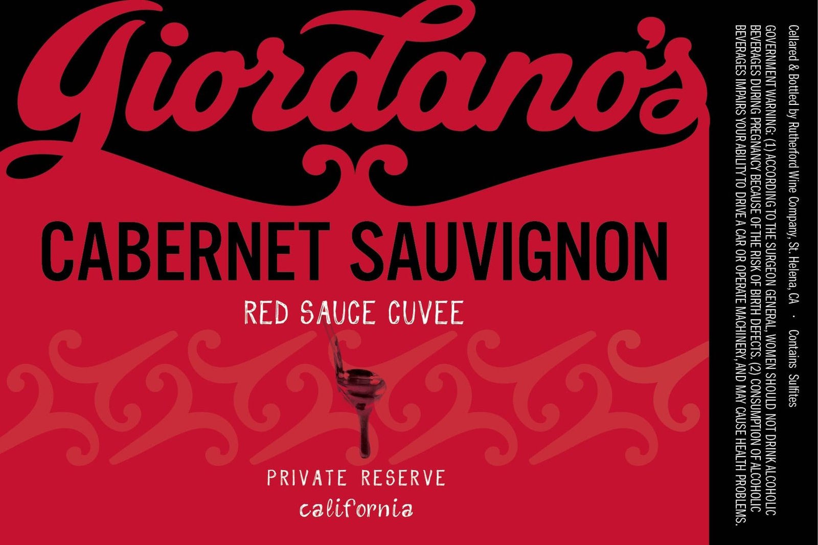 Giordano's Cabernet Sauvignon Red Sauce Cuvee wine label in red and black