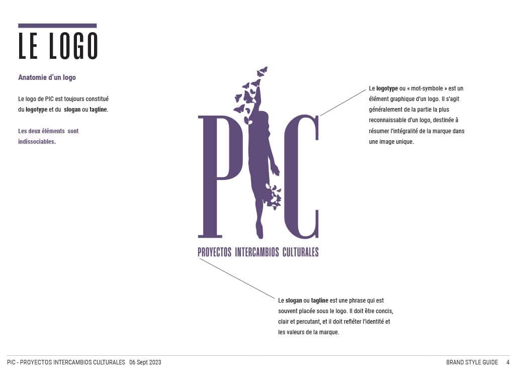 PIC brand guide page explaining the logo