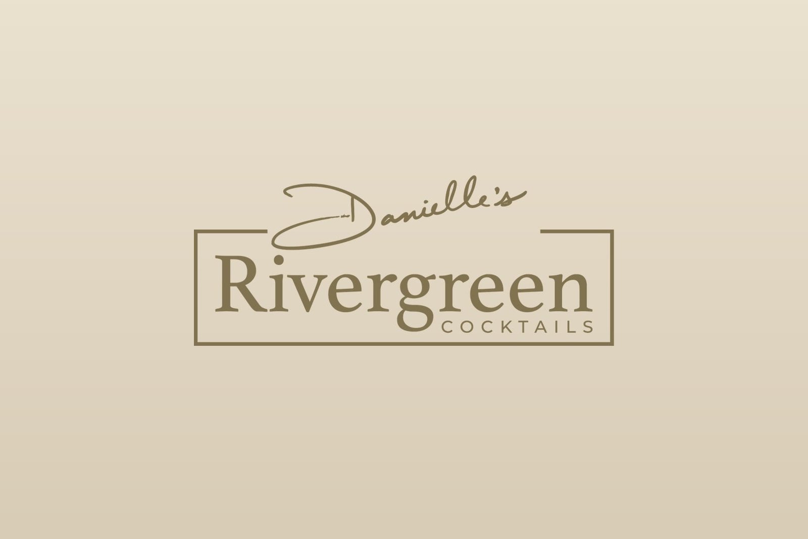 Danielle's Rivergreen Cocktails logo on a warm beige background