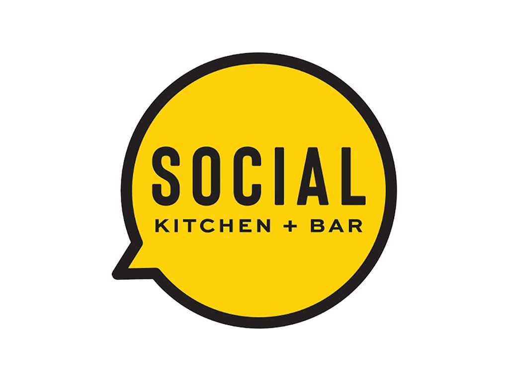 Social Kitchen and Bar logo, a yellow speech bubble